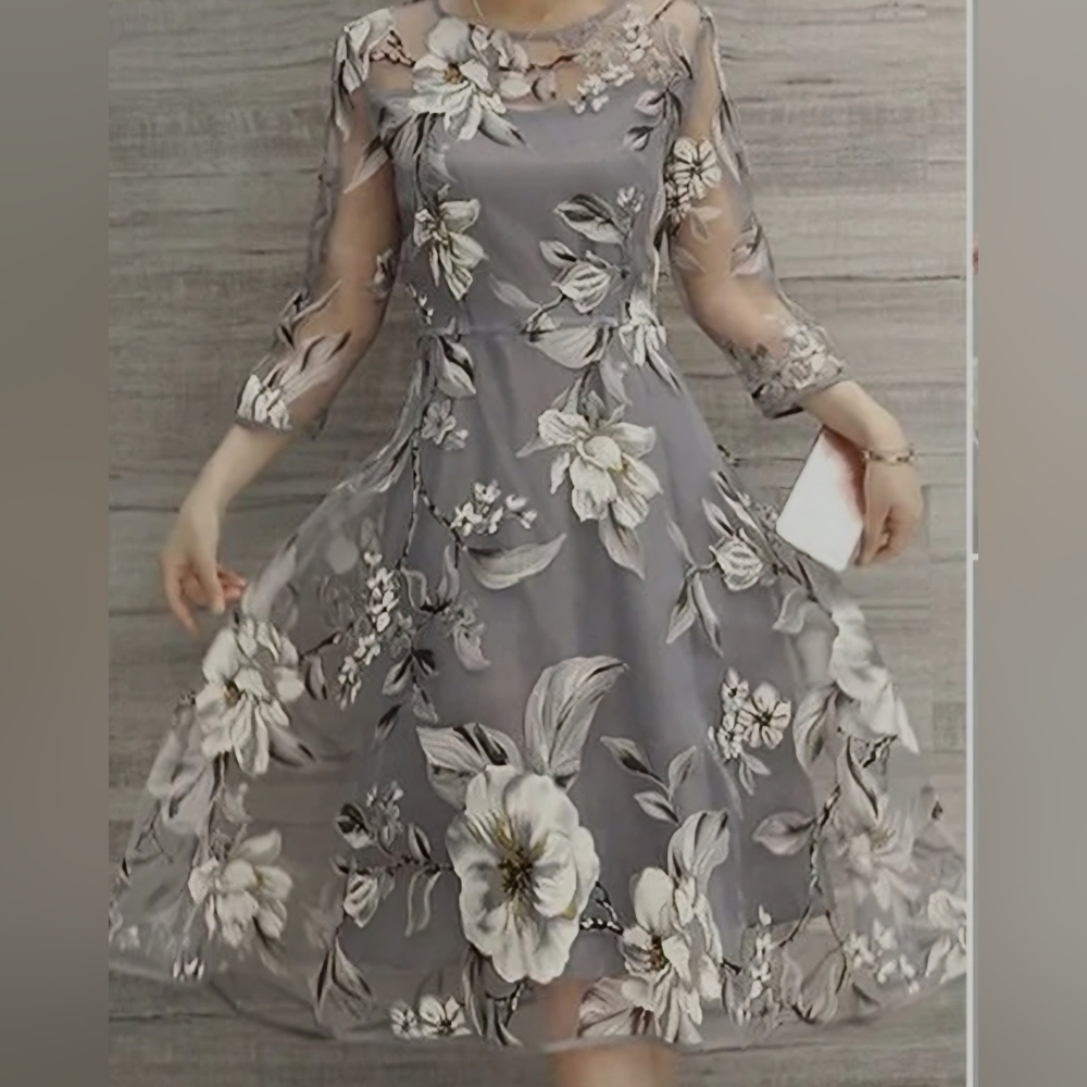 Gray floral dress